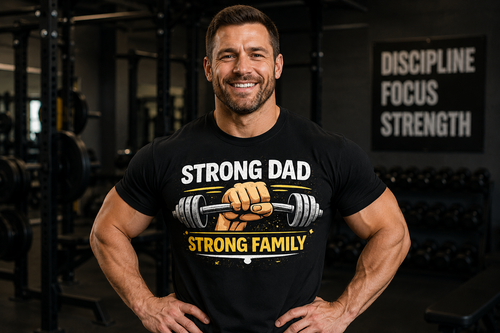 STRONG DAD STRONG FAMILY T-SHIRT | GYM | T-SIRT | DAD GIFT